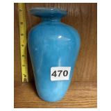 AQUA BLUE HAND-BLOWN GLASS VASE