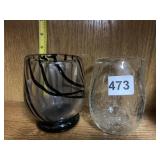 TWO HAND BLOWN GLASS SMALL VASES SIGNED