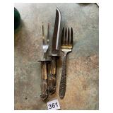 MEAT CARVING SET SILVER PLATE WRAPPED HANDLE,
