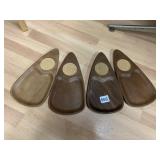 SERE MCM WOOD ENTERTAINING DISHES SET OF 4