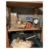 BROWN LUNCH BAGS, MANTEL CLOCK, EXTENSION CORD,