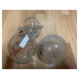 HAND BLOWN CLEAR GLASS GLOBES AND CLEAR TOP