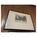 FRAMED PRINT OF COTTAGE IN BARTON MILLS SIGNED