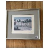 SIGNED PRINT POMPEI UNDER GLASS IN FRAME 15.5" H