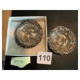 2 STERLING SILVER MINT DISHES W/ FLOWER DESIGN