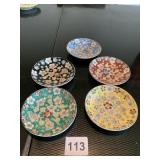 5 JAPAN FLOWER PATTERN PLATES ASST. STYLES 3.5" D