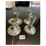STERLING WEIGHTED BASE 2 SETS OF CANDLE STICKS