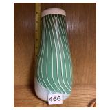 GREEN VASE WITH WHITE SWIRLED LINE DESIGN HAND