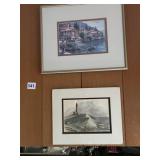 TWO FRAMED PRINTS OF THE SEASIDE AND ONE FRAMED