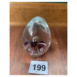 ART GLASS PAPERWEIGHT 3.25 INCH EGG SHAPE WITH