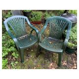 TWO PLASTIC PATIO CHAIRS