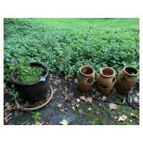 STRAWBERRY PLANTERS (3) AND NICE FLOWERPOT &
