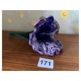 GLASS HAND BLOWN FLOWER 3 COLOR W/ LIGHT BLUE