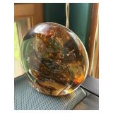 SIGNED JANE CHARLES ART GLASS ROUND SCULPTURE