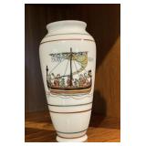RARE LIMOGES PORCELAIN VASE WITH BOAT SCENE