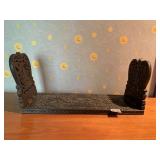 MADE IN INDIA CARVED WOOD FOLDING BOOK HOLDER