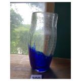 TWO TONE ART GLASS VASE WITH BUBBLE DESIGN