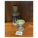 SAKI CARAFE GLAZED POTTERY AND SIGNED SQUARE