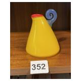 HAND BLOWN GLASS YELLOW TEA POT