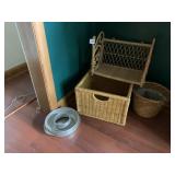 WICKER SHELF, BASKET AND BAKE PAN AND MOLD