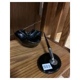 BLACK GLASS PEN HOLDER AND DISH