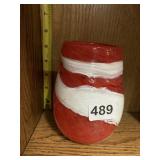 RED & WHITE SMALL HAND-BLOWN VASE