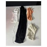 VINTAGE GLOVES, DEER SKIN, LONG BLACK, DARK