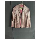 CARNIT BURGUNDY LEATHER JACKET SIZE 8
