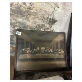 ANTIQUE LAST SUPPER FRAMED PRINT 13X7