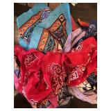BURLAP LAS VEGAS BAG FULL OF BANDANAS AND BELTS
