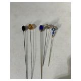 VINTAGE HAT PINS MISSING 1 RHINESTONE IN YELLOW