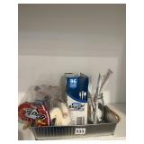 METAL BASKET OF UTENSILS AND NAPKINS