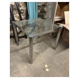 MCM CHROME GLASS TABLE 15"HX17"W
