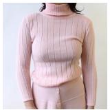 80s Pink Wide Rib Turtleneck Measurements taken