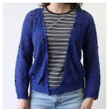 70s Hand Crochet Black & Blue Cardigan