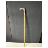 METAL WRAPPED HANDLE WALKING STICK, NOBBY WOOD