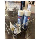 WIRE BASKET WITH CONTENTS CANS OF ICE CRYSTALS,