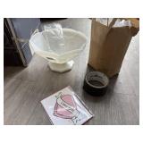 MILK GLASS DISH WITH MOLDED FRUIT DESIGN AND