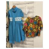 VINTAGE GIRLS CLOTHING BONNET, HAWAIIAN DRESS,