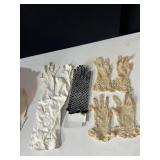 VINTAGE GLOVES, LEATHER, CROCHETED, BLACK LACE