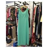 70s Green Lace Top Maxi Dress medium