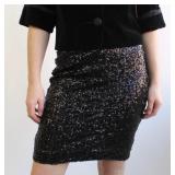 Y2K Black Sequin Skirt Measurements taken while