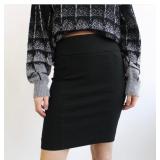 Y2K Black Stretch Pencil Skirt with Slit