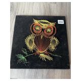 VINTAGE OWL THREAD ART 12" X 12"