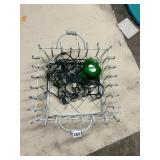 WIRE BASKET W/ CHRISTMAS LITES AND RIBBON