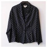 80s Black and White Polka Dot Rayon Top