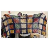 VINTAGE CROCHET BLANKET 74"L 31"W