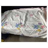VINTAGE BEDSPREAD PINK/BLUE CANDLEWICK 104 X 90