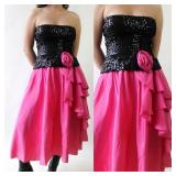 80s Barbie Vibes Black and Pink Party Dress