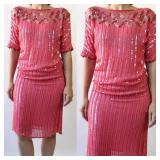 80s Rose Pink Sequin Dress Measurements taken